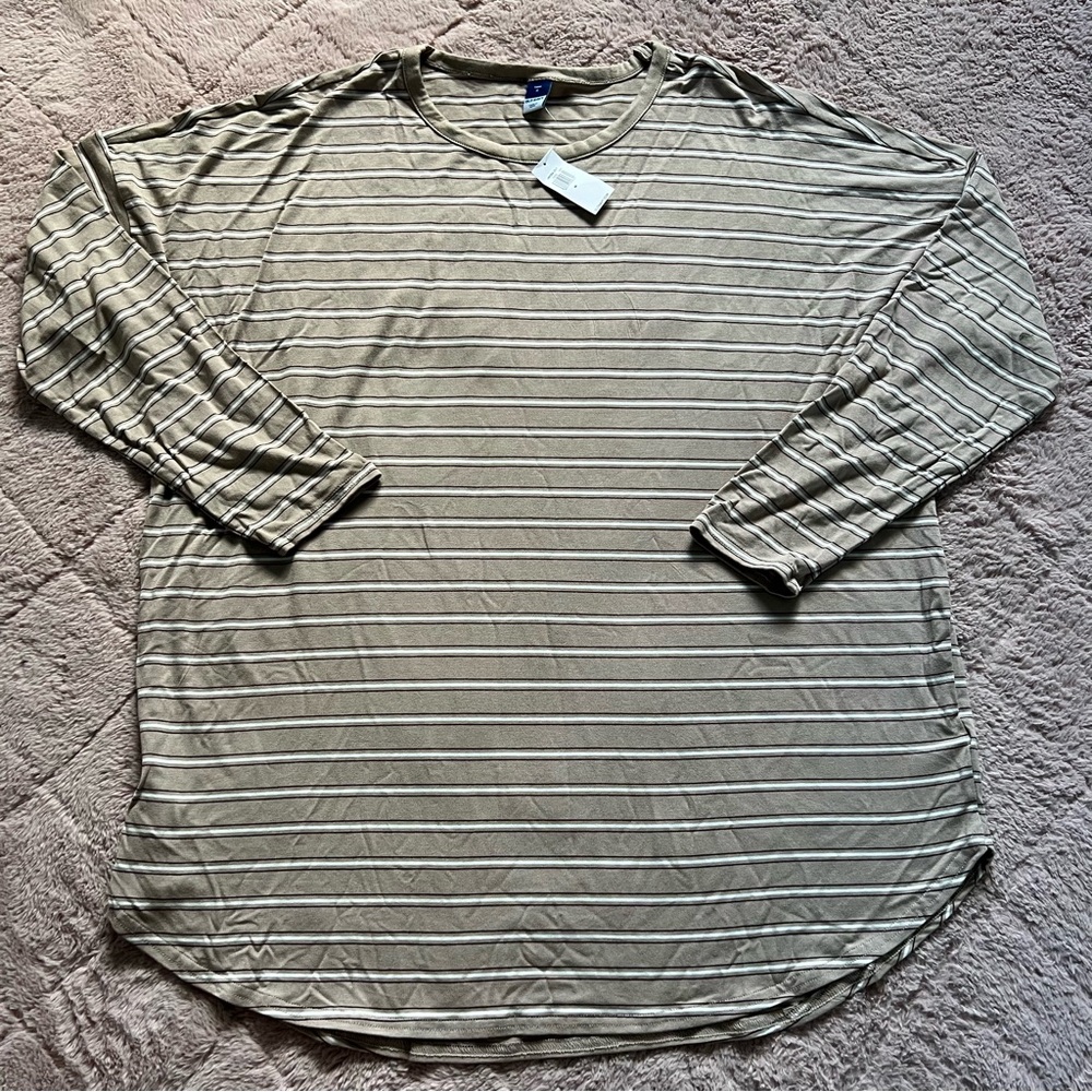 NWT Old Navy Luxe Striped Shirt Preppy Minimalist Capsule Cottage Summer Size‎ M
